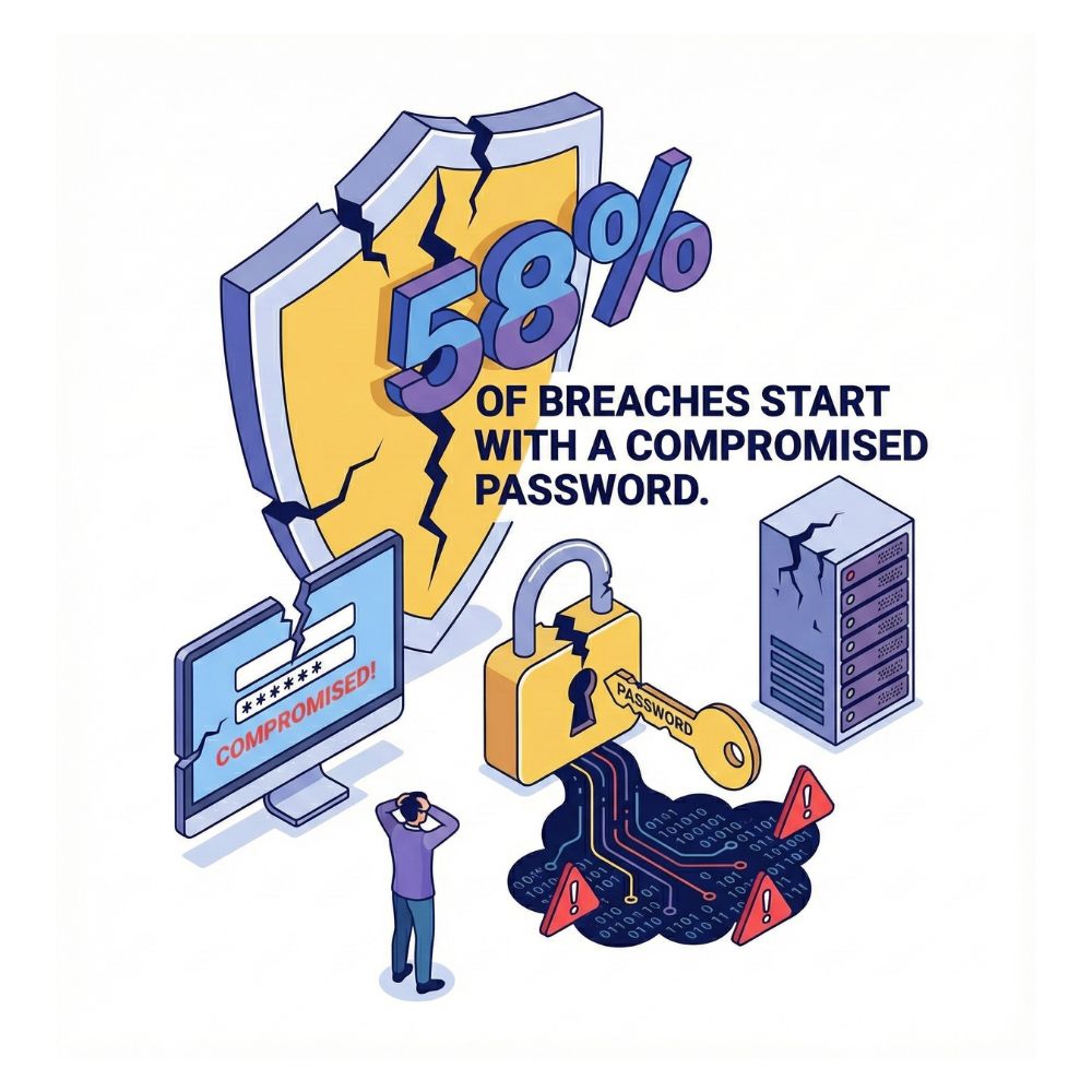 58 percent of breaches start with a compromised password